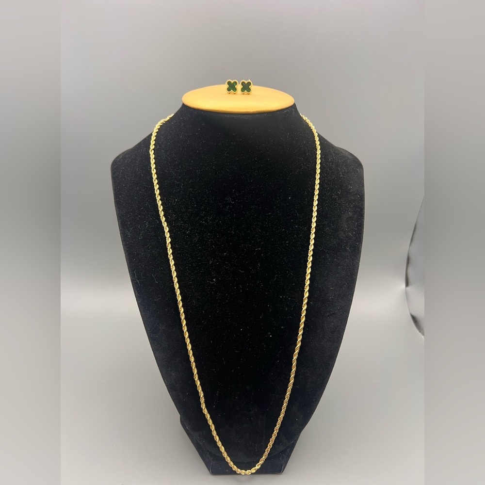 18k gold plated Classic Gold Rope Chain Necklace